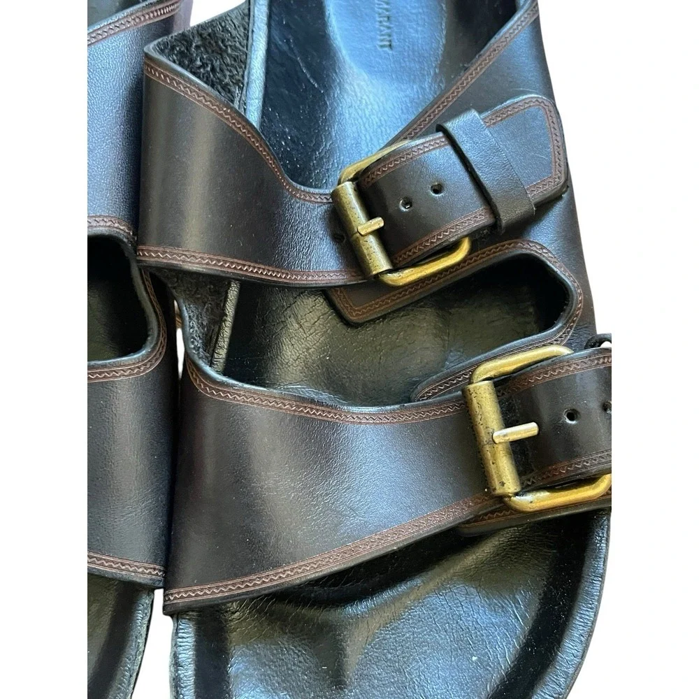 Isabel Marant Lennyo Sandals Black Leather Flat £465, Size 38 US 8